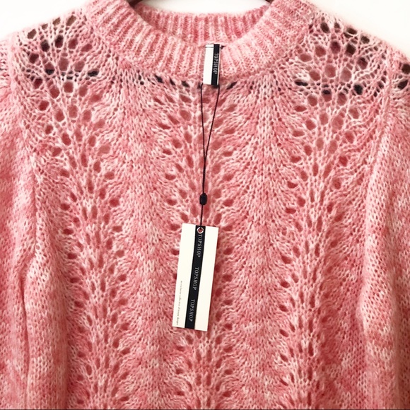 Topshop Open Knit Pink Crop Sweater - Picture 5 of 8